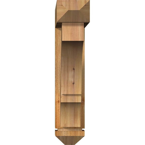 Balboa Arts And Crafts Rough Sawn Bracket W/ Offset Brace, Western Red Cedar, 6W X 24D X 28H